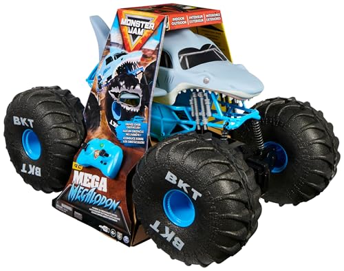 Monster Jam, camión Monstruo Todoterreno Mega Megalodon Oficial por Control Remoto, Escala 1:6, Juguetes para niños y niñas a Partir de 4 años