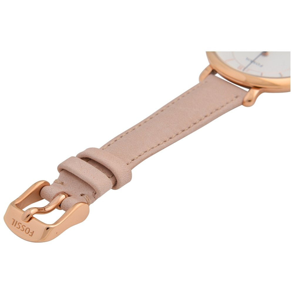 Fossil Jacqueline Reloj para mujer, movimiento de cuarzo con correa de acero o piel, Tono rosa claro y oro rosa, 36MM