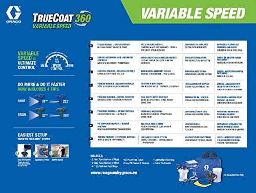 Magnum de Graco 26D527 TrueCoat 360 Variable Speed, pulverizador de Pintura airless con Cable portátil, Modelo UE, Uso doméstico, pequeños proyectos Decorativos (presión máxima 138 Bar)