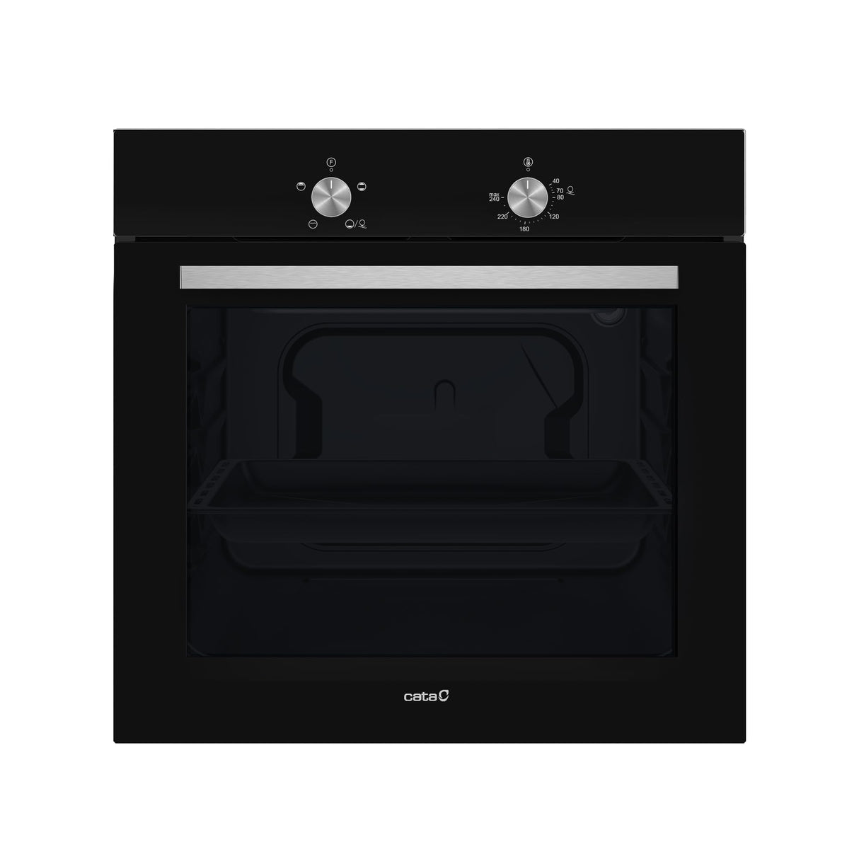 Cata Horno Estático SES 6004 BK 4 Funciones Puerta Panorámica Full Glass Limpieza AquaSmart Iluminación Interior Ancho de 60 cm Gran Capacidad 62 L Iluminación Interior Acabado Inox Cristal Negro