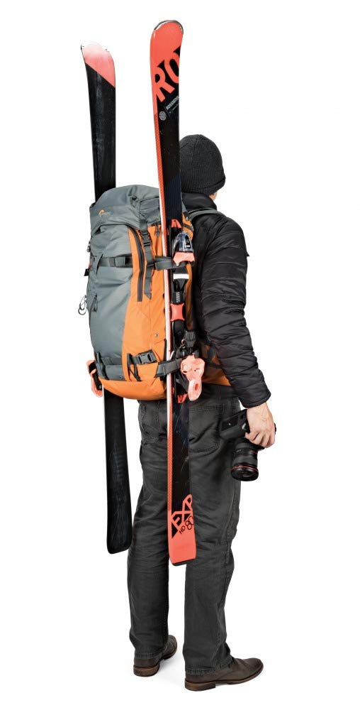 Lowepro Powder BP 500 AW LP37230-PWW - Mochila para exteriores (gris/naranja) para caminar, senderismo, senderismo y deportes de invierno para equipos de foto/video y artículos personales (se adapta a
