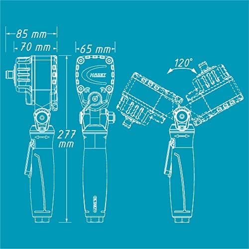 Hazet Llave de impacto neumática Twin Turbo 9012ATT | Max par de apriete 550 Nm| acodado- para accionar uniones atornilladas de pinzas de freno y uniones atornilladas de difícil acceso