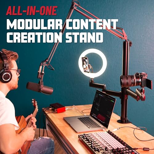Gator Frameworks - Árbol de creación de contenido todo en uno con accesorios de luz, micrófono y cámara (GFW-ID-CREATORTREE)