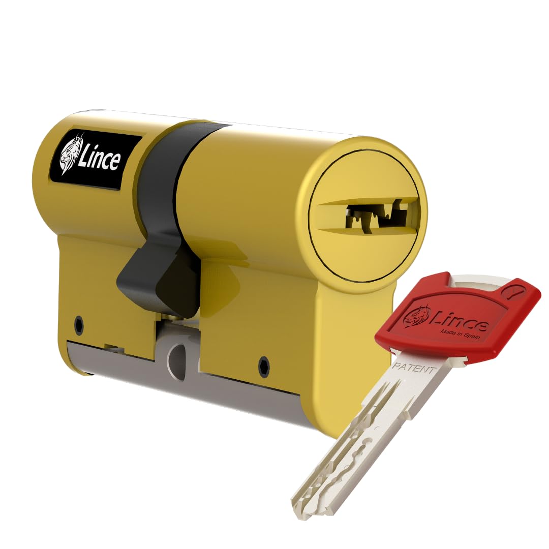 Cilindro de alta seguridad LINCE C7 L30+60, triple bloqueo patentado, anti-golpes, anti-rotura, función desbloqueable (antipánico), 5 llaves reversibles, certificado EN 1303:2016.