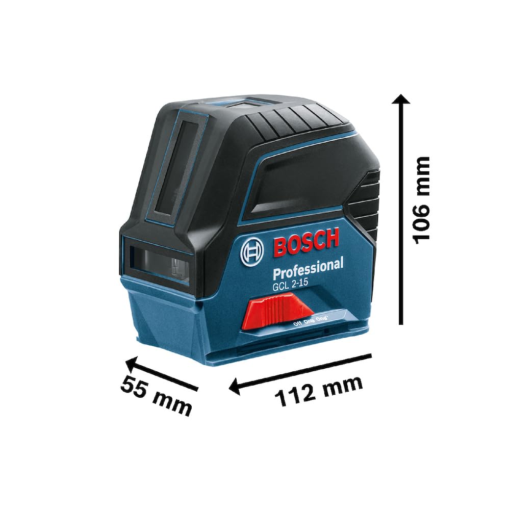 Bosch Professional Nivel láser GCL 2-15 (láser rojo, interior, con puntos de plomada, alcance: 15 m, 3 pilas AA, soporte giratorio RM 1, placa reflectora láser, estuche de protección, maletín)