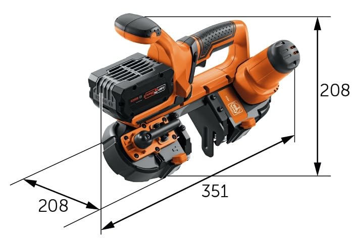 FEIN Sierra de cinta a batería ABAS 18-63 AS para profundidades de corte de hasta 63,5 mm. Compatible con baterías AMPShare/Bosch18 V, sin baterías y cargador