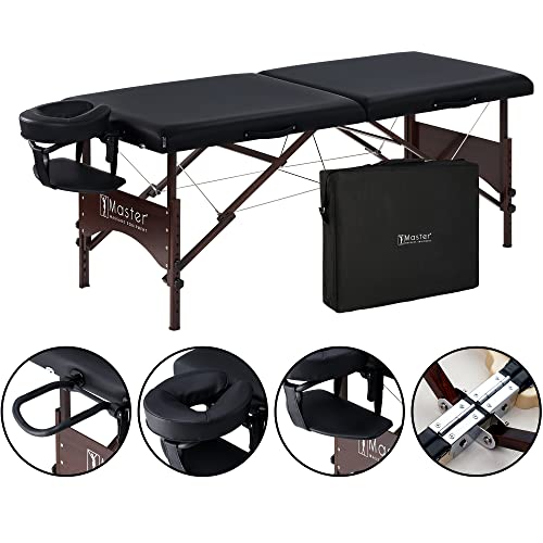Master Massage Banco de Masaje Plegable de Madera, Negro, 71 cm