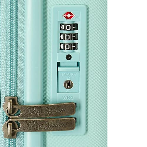 Pepe Jeans Nerea Maleta de Cabina Azul 40x55x20 cms Rígida ABS Cierre TSA Integrado 37L 2,74 kgs 4 Ruedas Dobles Equipaje de Mano