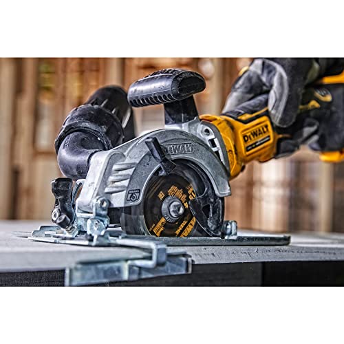 DEWALT DCS571N-XJ - Sierra Circular de Mano sin Escobillas XR 18V, Diámetro de hoja 115mm, Hoja de sierra 24 dientes, Empuñadura Ergonómica, Freno Electrónico, Cambio Rápido de Cuchilla