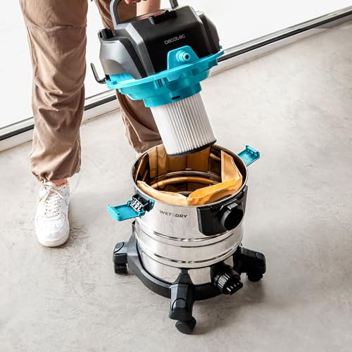 Cecotec Aspirador de Sólidos, Líquidos y Tapicerías Conga CarpetClean 20000 Pro. 1400 W, 22kPa, Gran Tamaño, 2 Tanques de 4 y 20 litros, Pulverizador, Radio de Acción 7 m, Filtro HEPA, Accesorios