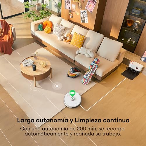 Ultenic T10 Pro Robot Aspirador Autovaciado con Esterilización UV, 60 Días Manos Libres, Robot Fregasuelos LiDAR Navegación 4000Pa, 2 Fregona Giratoria, Auto-Ajuste Potencia para Alfombra
