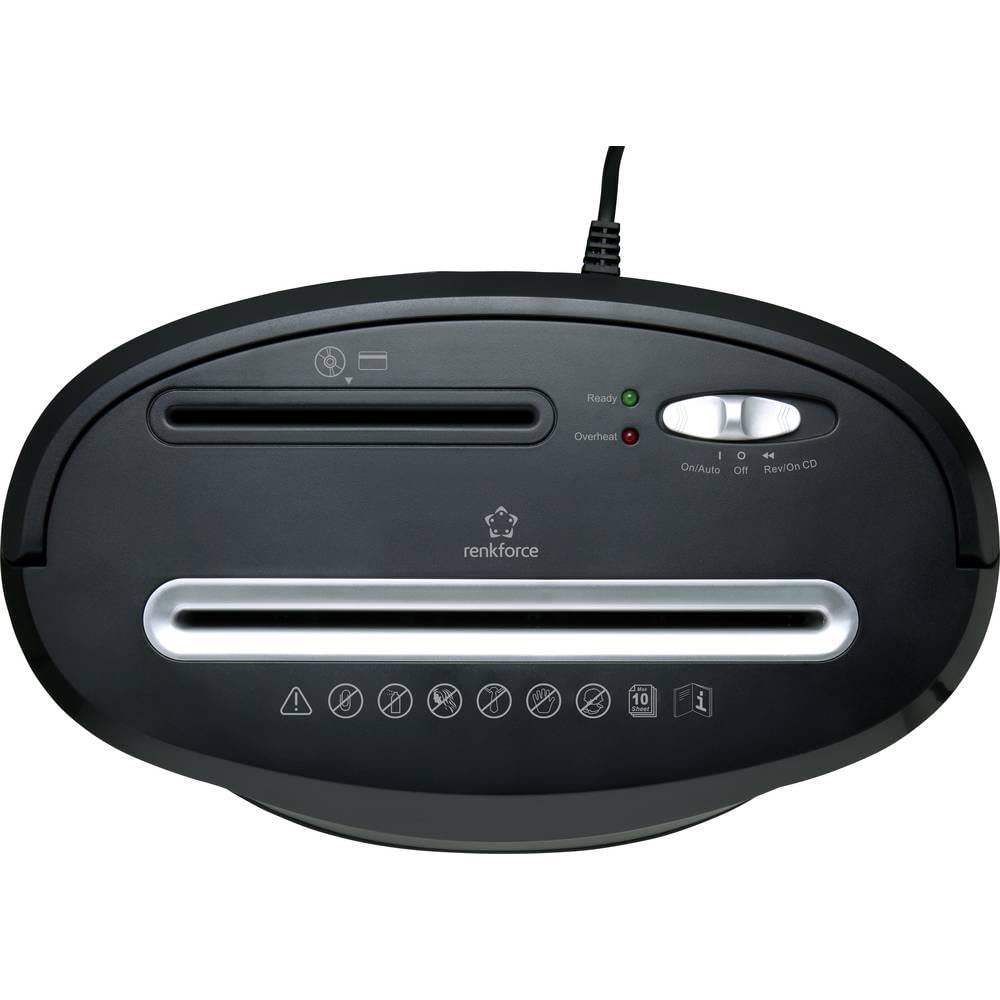 Renkforce RF-4504608-PPS-300 triturador de Papel Corte en partículas 4 x 38 mm Número de Hojas (máx.): 10 Nivel de Seguridad 4 Destruido auc, Negro