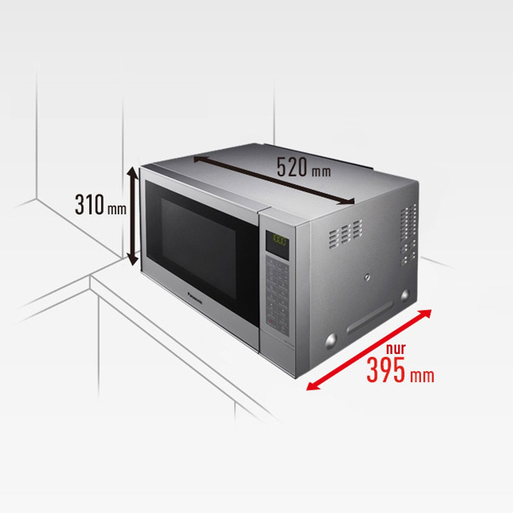 Panasonic NN-CT57JMGPG - Microondas (1000 W, con parrilla y aire caliente, microondas inversor, 27 litros, baja profundidad), color plateado