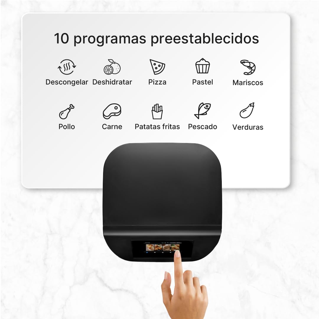 Ufesa Freidora de Aire Swan Elegance 7.5L 2200W, Pantalla Digital Interactiva TFT 4.3", App Inteligente, 10 Programas, Ventana con Luz Interior y Tecnología Air Pulse Ultra 360ºC con Doble Resistencia