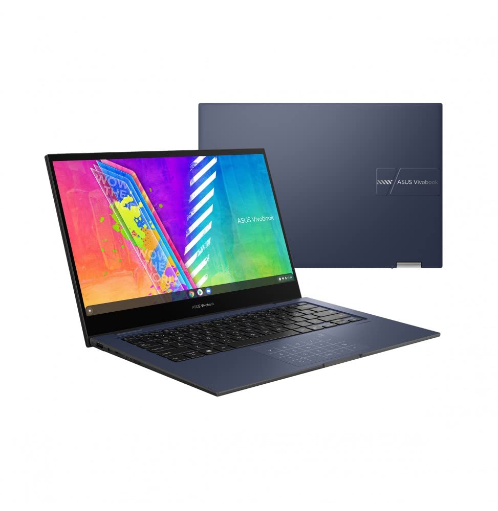 Asus VivoBook Go 14 Flip TP1400KA-EC040WS - Portátil 14" Full HD (Celeron N4500, 4GB RAM, 128GB eMMC, UHD Graphics, Windows 11 Home in S Mode) Azul Tranquilo - Teclado QWERTY español