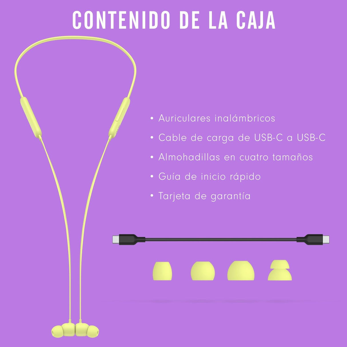 Beats Auriculares inalámbricos Flex – Chip Apple W1, Auriculares magnéticos, Bluetooth de Clase 1, 12 Horas de Sonido ininterrumpido - Amarillo