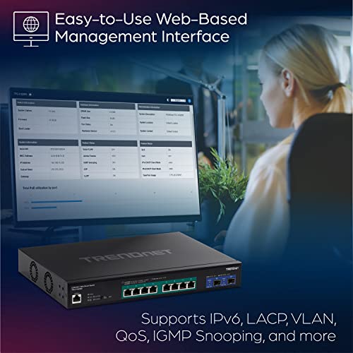 TRENDNET - ACCESSORIES Interruptor PoE+ Inteligente Web DE 10 Puertos 2.5G con Ranuras SFP+ de 10G
