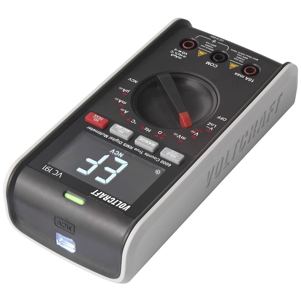 VOLTCRAFT VC191 Multímetro digital True RMS Medidor I 6000 cuentas I CAT III 600 V I CA/CC medición de voltaje y corriente I Medición de temperatura hasta 400 °C I Medición de capacidad hasta 60 mF