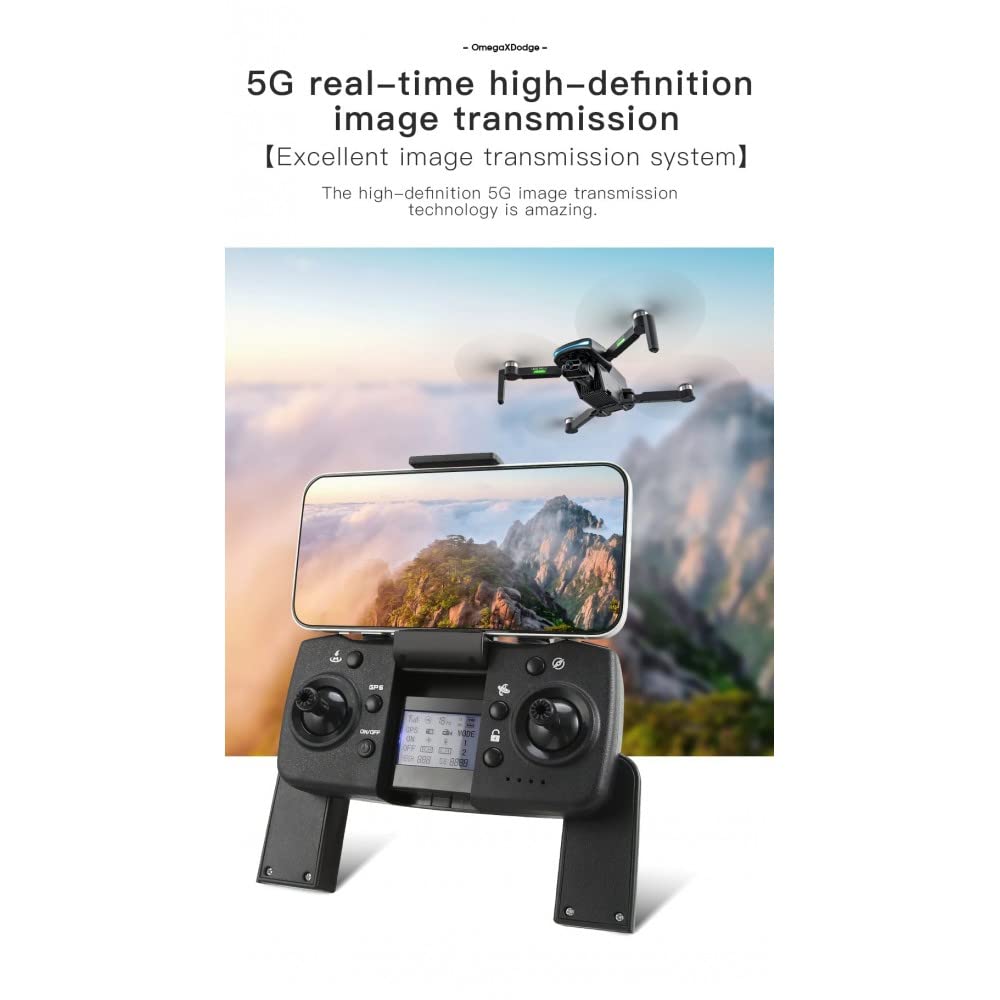 LUXWALLET Omega X Dodge, 45 km/h, dron GPS, Sensor para Evitar obstáculos, WiFi FPV de 5 GHz, Micro SD, 2 cámaras, cardán de 3 Ejes