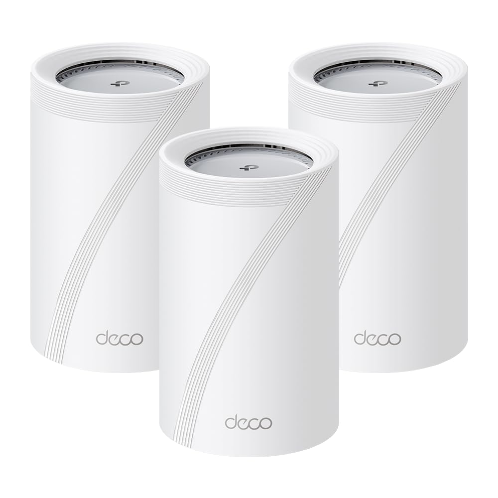 TP-Link WiFi 7 Deco BE65 Pro Router Mesh WiFi, BE9300Mbps Tri-Band, canales 320 MHz, 2 puertos 5Gbps, puerto 2,5 Gbps, Alexa, HomeShield, MLO, funciona con cualquier ISP y módem, 4 antenas internas, 3