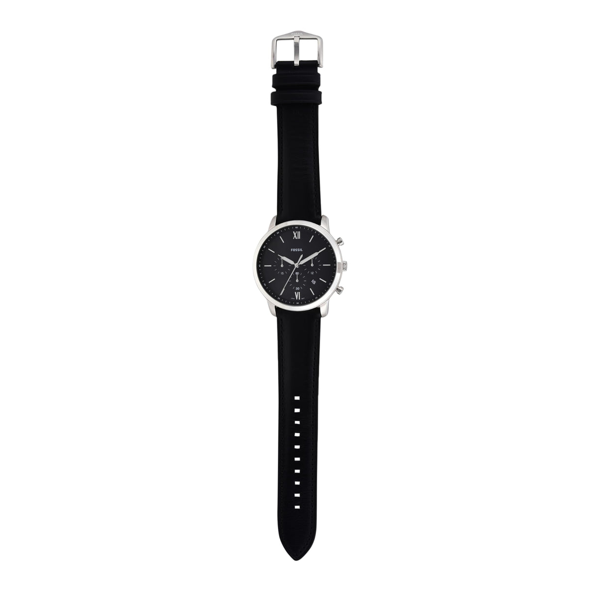 Fossil Reloj Neutra para hombre, movimiento cronógrafo de cuarzo con correa de piel, Negro y tono plata