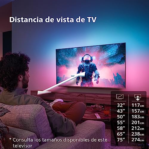 Philips Ambilight OLED818 106 cm (42 Pulgadas) Smart 4K OLED TV | UHD y HDR10+ | 120Hz | Engine P5 AI Picture | Dolby Atmos | Altavoces 40W | Compatible con Asistente Google y Alexa