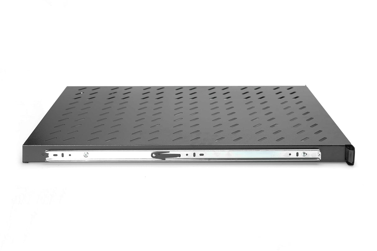 DIGITUS Professional - Baldas extraíbles para armarios de 483 mm (19") - DN-19 TRAY-2-1000SW - Accesorio delantero y trasero, carga 65 kg, desde 1000 mm profundidad, 1 unidades de altura, color negro