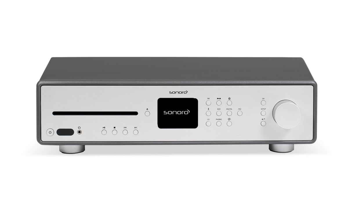 sonoro Maestro Receptor HiFi con Amplificador de Clase D, Reproductor de CD y Radio Internet (Bluetooth, FM, Dab Plus, Spotify, Tidal, Deezer) Grafito Mate
