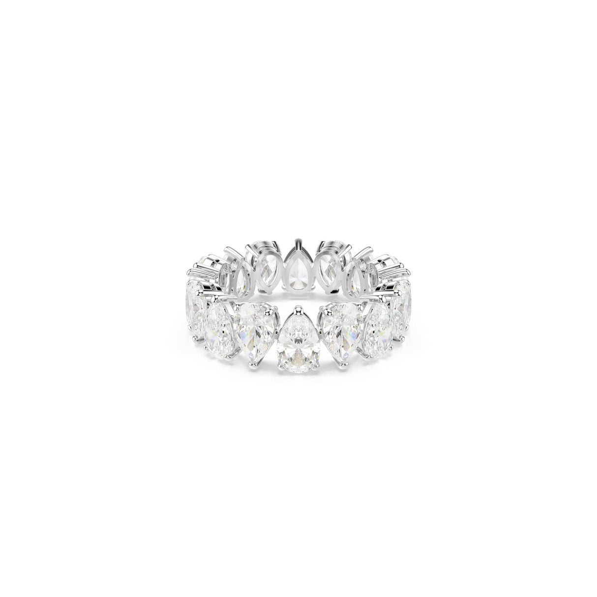Swarovski Anillo Matrix Vittore, Talla pera, Blanco, Acabado en tono plateado