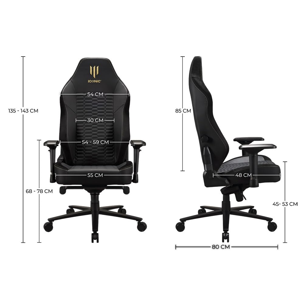 Iconic - Silla Gaming o de Oficina Apollon Classic Black Silver Ghost - Asiento Gamer ergonómico
