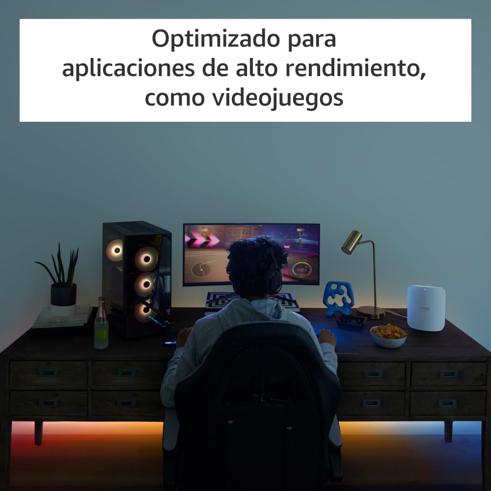 Router wifi de malla eero Max 7 de Amazon | Con Ethernet de 10 Gb/s, 232 m2 de cobertura y capacidad para conectar más de 200 dispositivos, ideal para videojuegos | 1 unidad, última generación