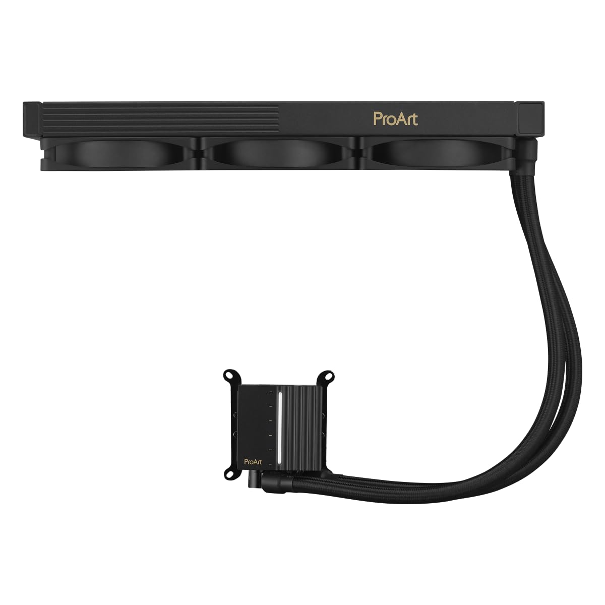 ASUS ProArt LC 360 - Sistema de refrigeración líquida AiO con medidor de estado del sistema iluminado y tres ventiladores Alphacool Apex Stealth Metal Power en negro mate