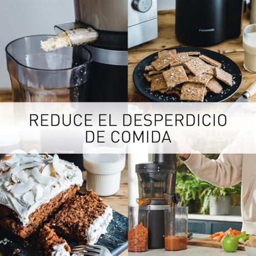 Panasonic Slow Juicer MJ-L700KXE, Exprimidora de Frutas Eléctrica, Jugo de Frutas y Verduras Enteras, Apertura de 75 mm, Diseño Elegante y Delgado, Conveniente, Negro