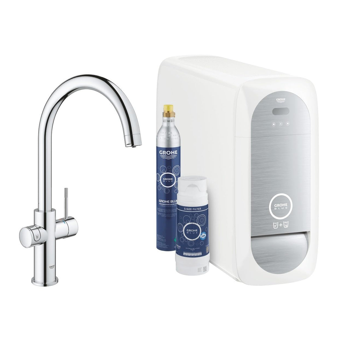 Grohe Blue Home Starter Kit - grifo de cocina con filtro de agua, caño en C (31455001)