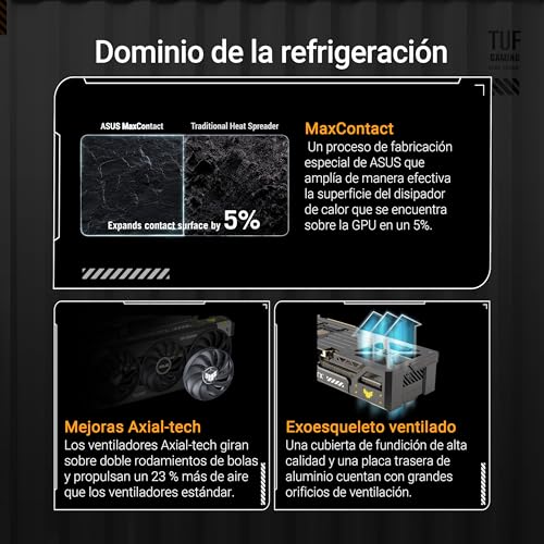 ASUS TUF Gaming GeForce RTX 5070 12GB GDDR7 - Tarjeta gráfica Gaming (PCIe 5.0, HDMI/DP 2.1, 3.125 Ranuras, componentes de Grado Militar, Revestimiento PCB, Ventiladores axial-Tech)