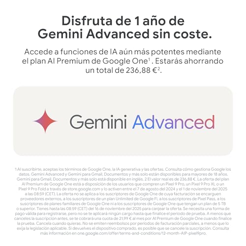 Google Pixel 9 Pro XL - Smartphone Android Desbloqueado con Gemini, Sistema de cámara Trasera Triple, batería con una autonomía de 24 Horas y Pantalla Super Actua de 6,8" - Porcelana, 256GB