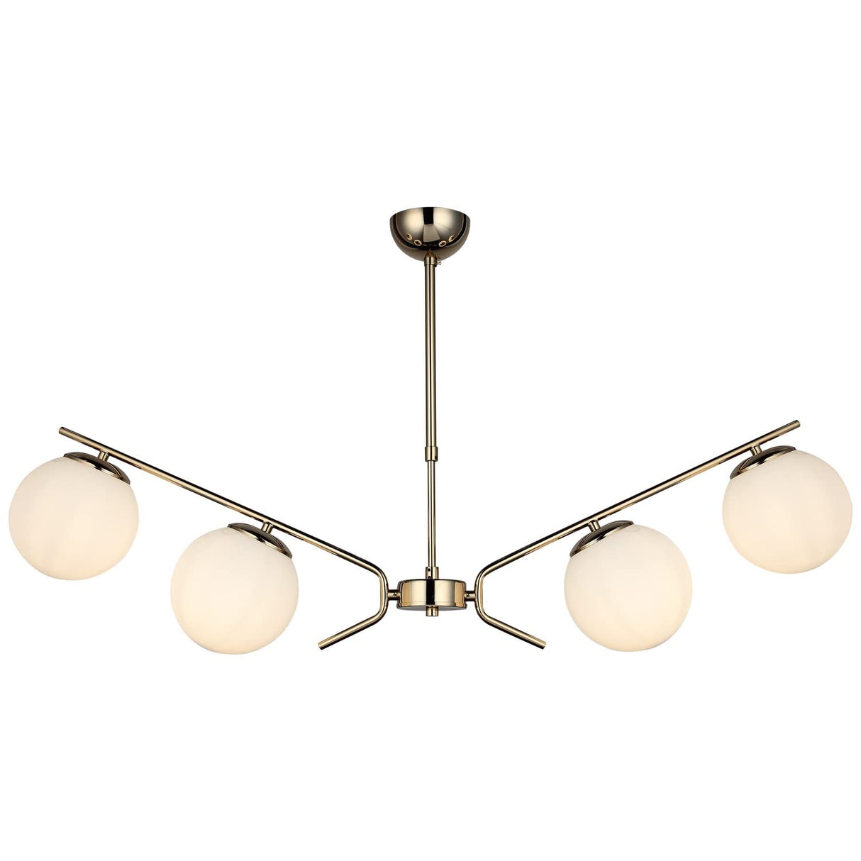 Homemania 1566-80-04-L Lámpara de Suspensión Cerco, Araña, Lámpara de Techo, Vidrio, Metal, Oro, 14 x 98 x 72 cm, 4 x E27, Max 40W