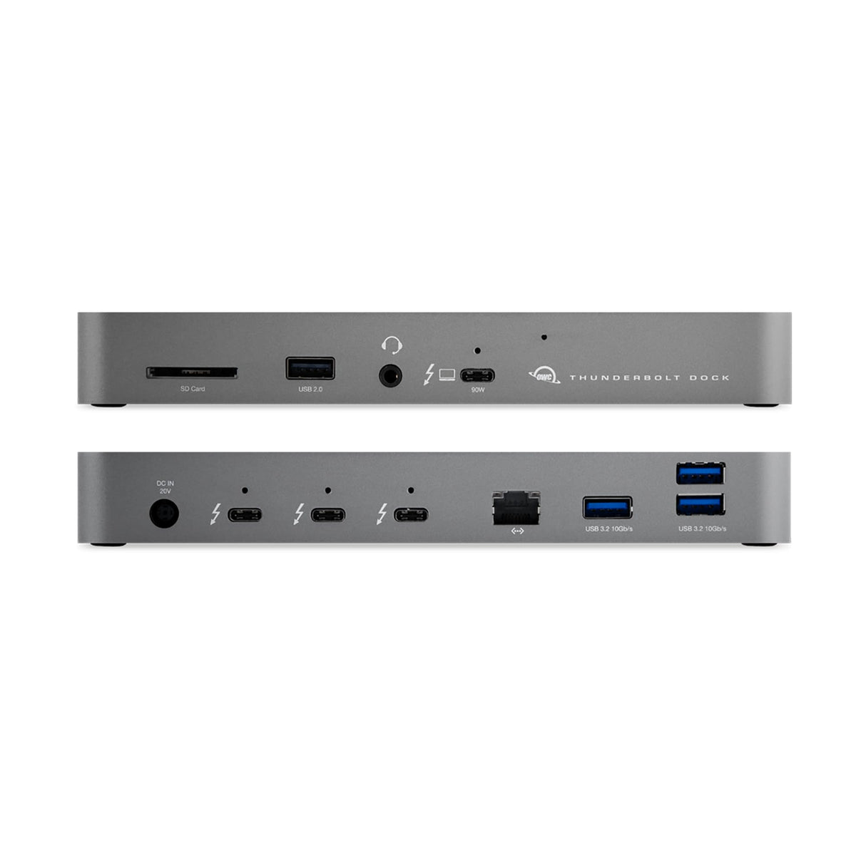 OWC Thunderbolt Dock con 11 Puertos, Pantallas 8k, 2X 4k @ 60Hz, 1x 4k @ 120Hz, Gigabit Ethernet, 3X TB4 (USB-C), 3X USB Gen 2 Tipo-A, 1x USB 2, Cable Incluido, Space Grey