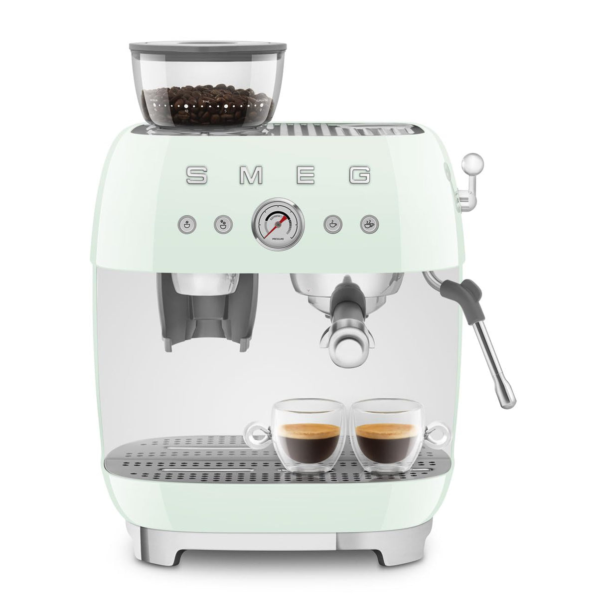 SMEG EGF03PGEU Cafetera Espresso con Molinillo, Plastic, Verde Pastel