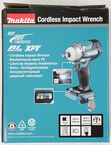 Makita DTW300Z - Llave de impacto bl 18v lxt 330nm 1/2", Negro, One size