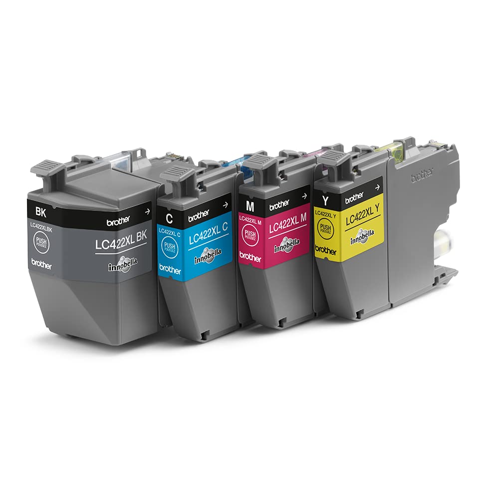 Brother LC422XLVAL, Pack 4 Cartuchos XL Originales de Tinta (BK/CM/Y), hasta 3,000 Pág/Negro y 1,500 Pág/Color (ISO/IEC 24711)