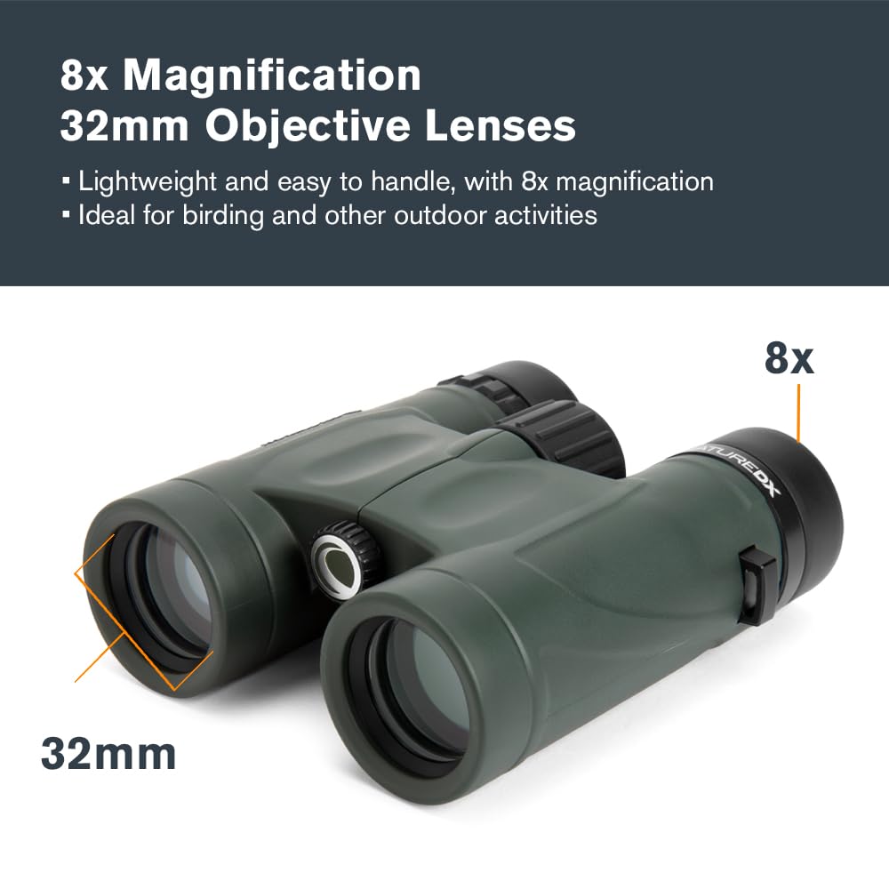 Celestron 71330 Nature DX 8x32: prismáticos con prisma BaK-4, verde