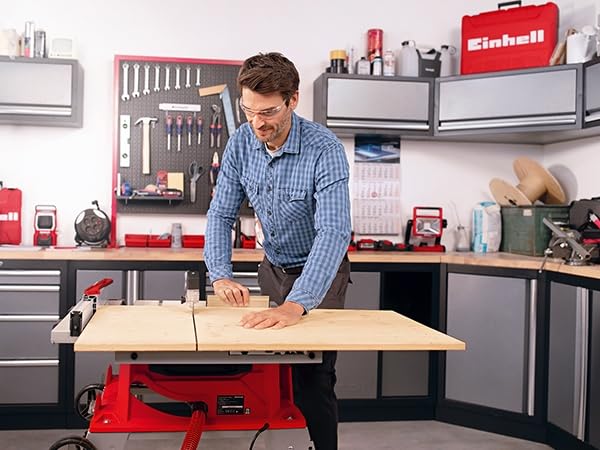 Einhell Sierra de mesa circular TE-CC 250 UF (máx. 2000 W, carro de formato deslizante, Ø250 x Ø30 mm hoja, arranque suave, tope paralelo y transversal/angulado, plegable y transportable)