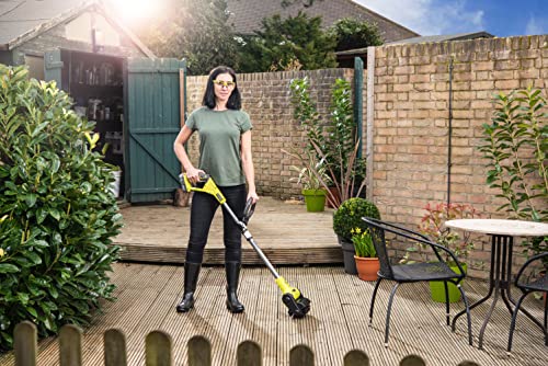 RYOBI - Limpiador de Suelos Inalámbrico 18V One+ - Uso en Superficies Duras de Jardín - Mango Ergonómico y Tubo Telescópico - Se Entrega con 1 Cepillo Universal - RY18PCB-0