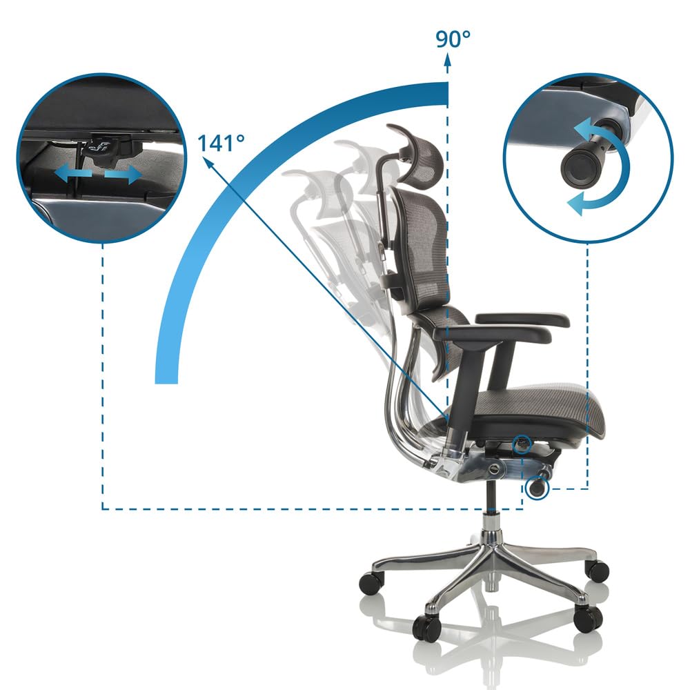 hjh OFFICE Silla de Oficina Silla giratoria ERGOHUMAN GEN2 Malla Diseño Original con Soporte Lumbar Flexible, Negro