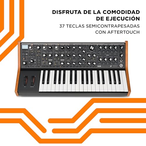 MOOG Subsequent 37 - Sintetizador analógico parafónico y teclado MIDI con 37 teclas semicontrapesadas, ampli de auriculares, 256 presets y editor de software