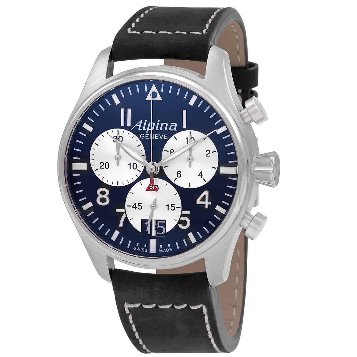 Alpina Reloj Analógico para Hombres de Cuarzo con Correa en Cuero AL-372NS4S6