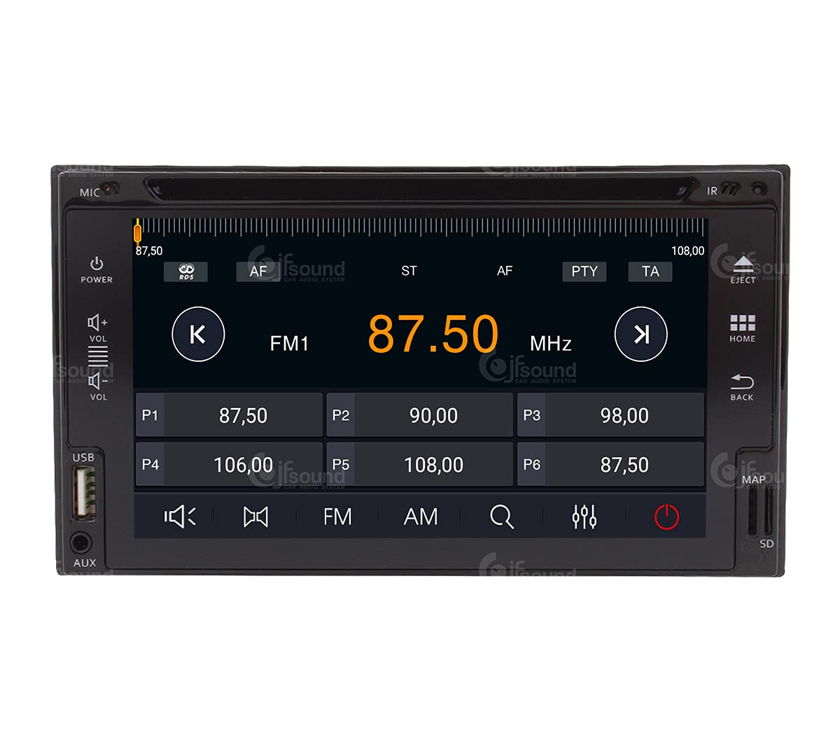 Autorradio Universal 2 DIN Android GPS Bluetooth WiFi Dab USB Pantalla táctil Full HD 6,2" procesador de 8 núcleos y comandos de Voz