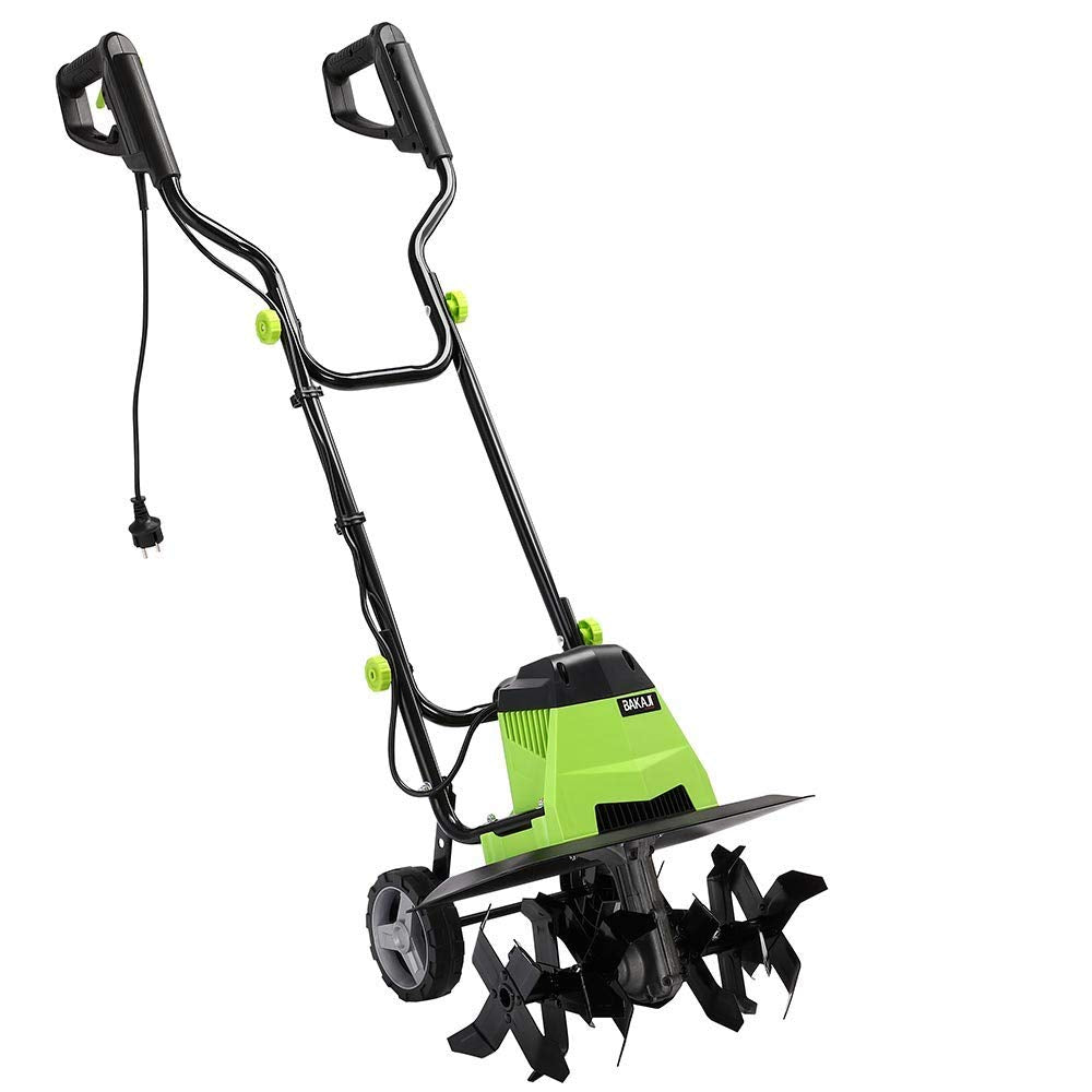 Bakaji Motoazada para huerto eléctrico Potencia 750W Zappadora de Motor eléctrico 4 Cuchillas de 20cm Ancho de Trabajo 32 cm Velocidad 380 RPM con Mango ergonómico para Cultivos de jardín