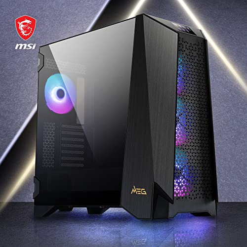 MSI Meg Prospect 700R - Carcasa para PC de Torre Media, Capacidad E-ATX, Pantalla táctil IPS, Panel Lateral Modular, 4 Ventiladores ARGB de 140 mm, Puertas batientes Izquierda/Derecha, 4 filtros de